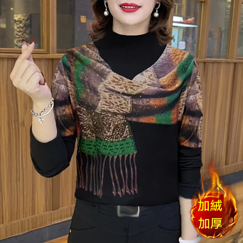 德絨印花打底衫